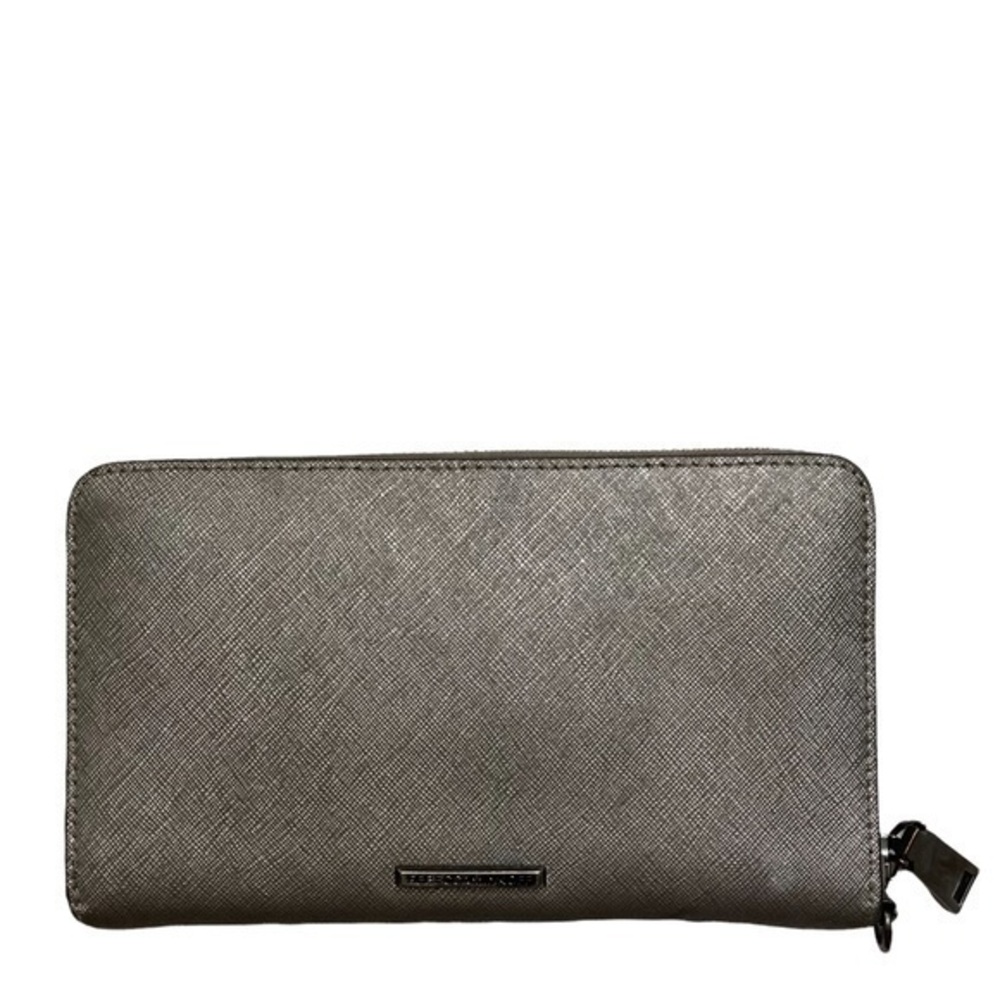 Rebecca minkoff silver gunmetal clutch zipper wallet